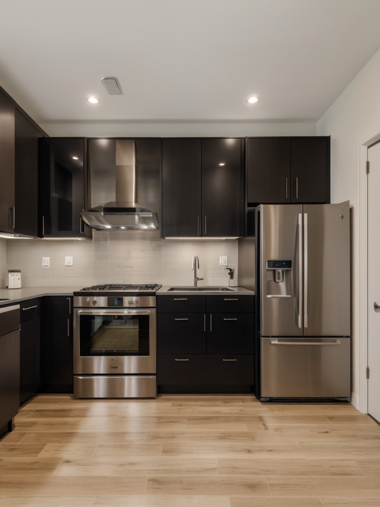 Incorporating smart home technology and automation to control lighting, temperature, and appliances in an L-shaped studio apartment.