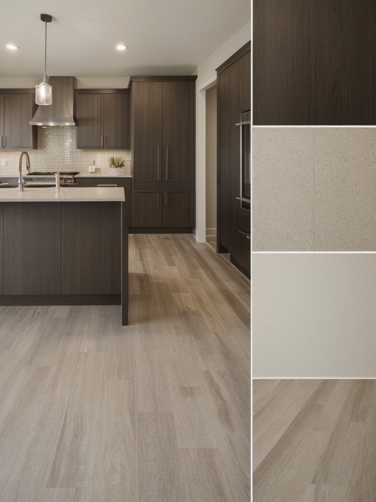 Consider using different flooring materials in each section of the L-shape to visually define the various living areas.