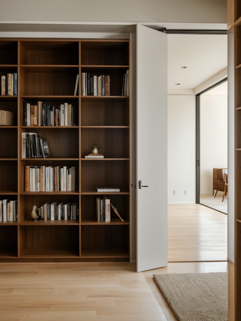 Incorporate a room divider or a tall bookshelf to visually separate the living and sleeping areas while maintaining an open feel.