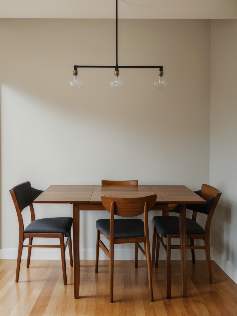 Use folding tables or wall-mounted drop-leaf tables for dining purposes to save space when not in use.