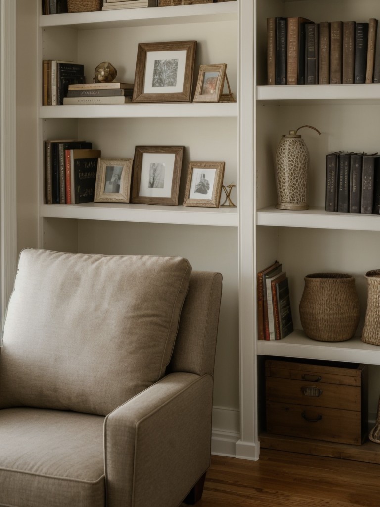 Incorporate a reading nook with a comfortable armchair, side table, and bookshelves filled with your favorite books for a cozy and relaxing spot.