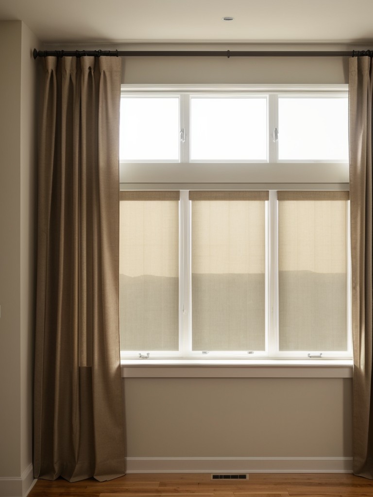 Layer curtains in different textures and weights to add depth and warmth to the windows while providing privacy and blocking out light.