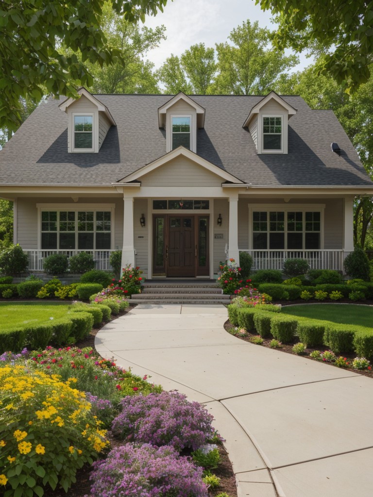 Enhance the curb appeal by adding colorful flowers, shrubs, and trees along the entrance pathway and around the building.