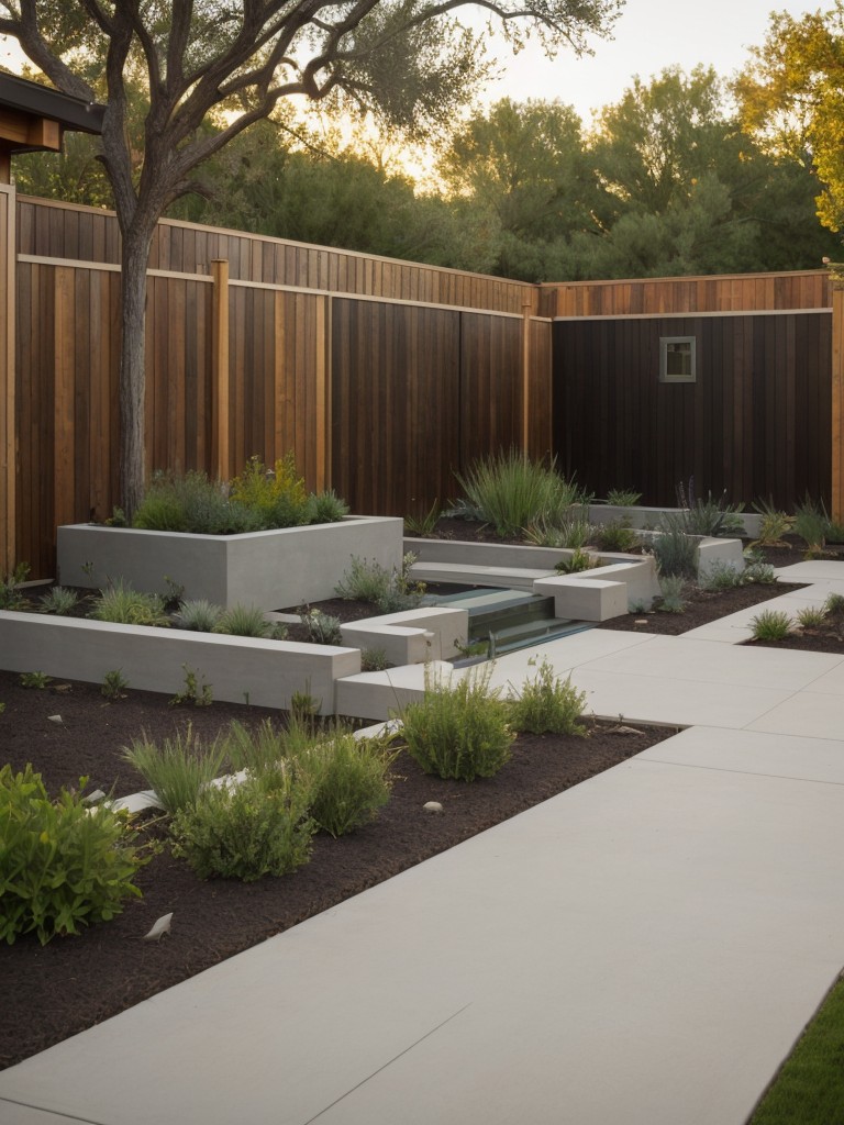 Include sustainable landscaping elements such as rain gardens, composting areas, and drought-tolerant plants to minimize environmental impact.