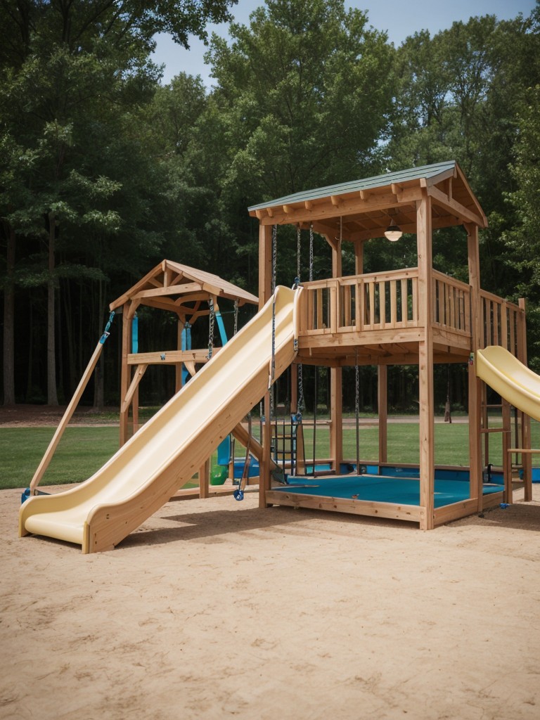 Install a play area with swings, slides, and climbing structures to cater to families with children and provide a safe and enjoyable space for young residents.