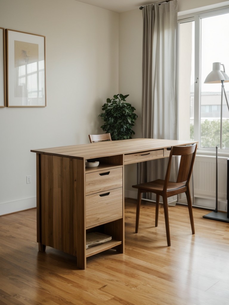 Incorporate a fold-away dining table or desk that can be easily stored when not in use, saving valuable space in your large studio apartment.