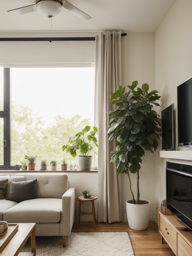 Incorporate natural elements, such as plants and natural textures, to bring warmth and depth to your studio apartment design.