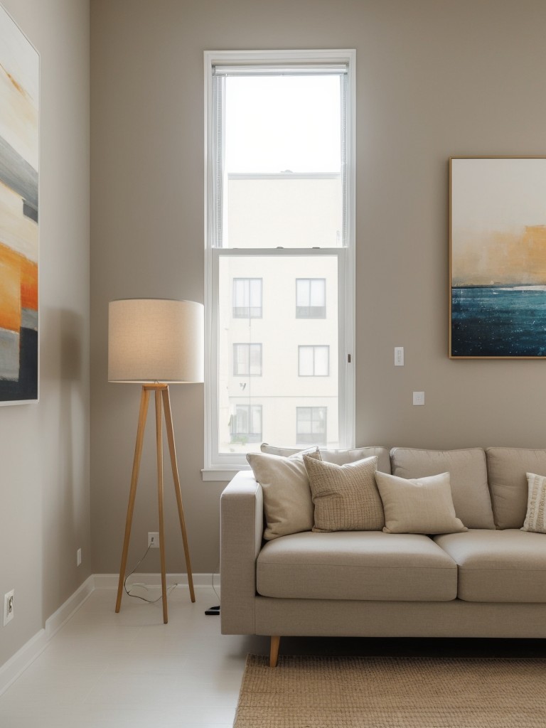 Opt for light and neutral color schemes to create a sense of spaciousness in your studio apartment, while adding pops of color with accessories and artwork.
