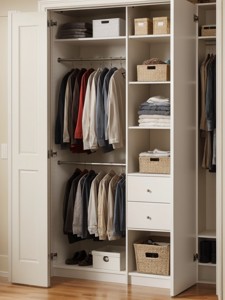 Optimize your storage options by utilizing under-bed storage containers, over-the-door organizers, and built-in closets or shelves.
