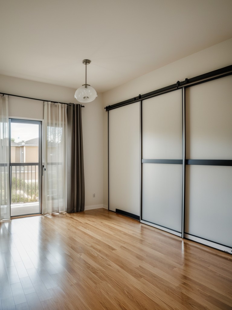 Utilize curtains or sliding doors to section off different areas in your large studio apartment, giving the illusion of separate rooms.