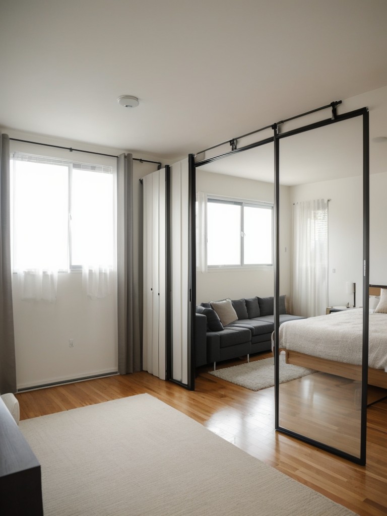 Utilize room dividers to create separate living and sleeping areas in your studio apartment, bringing a sense of privacy and functionality.