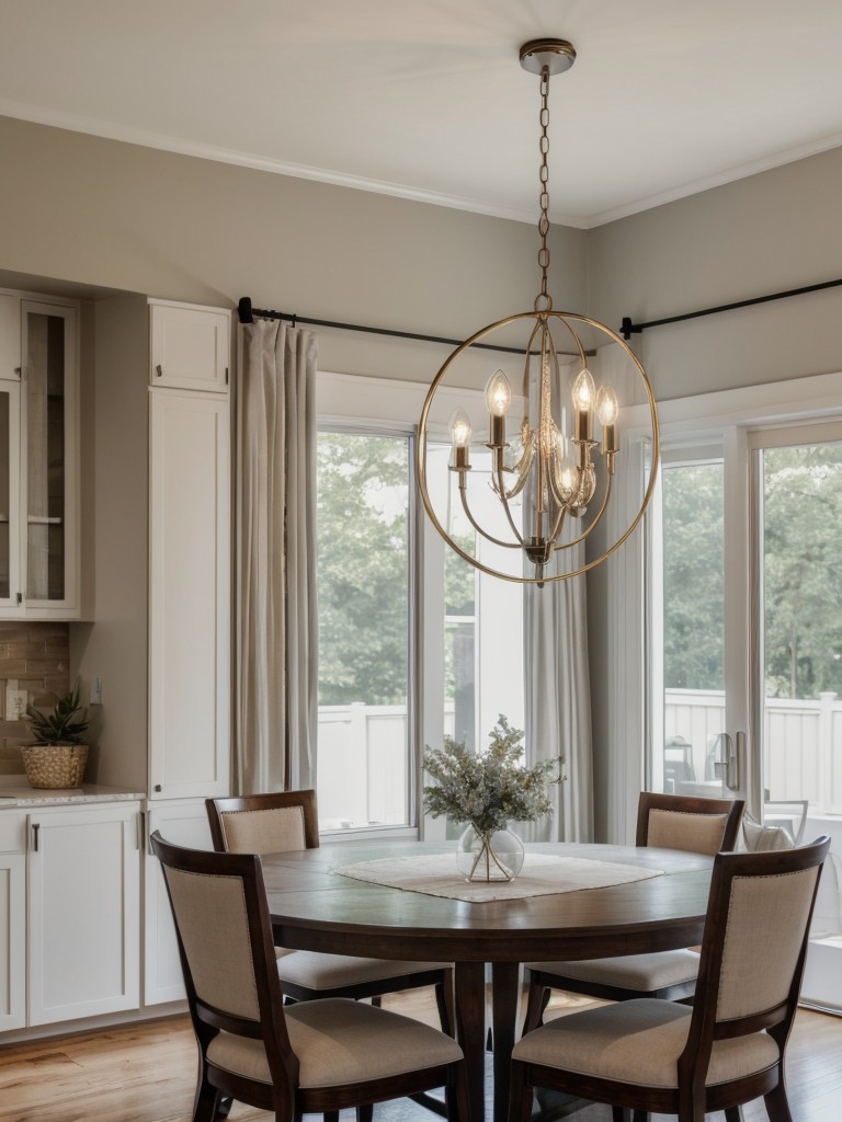 Install a statement chandelier or pendant light as a focal point in the room.