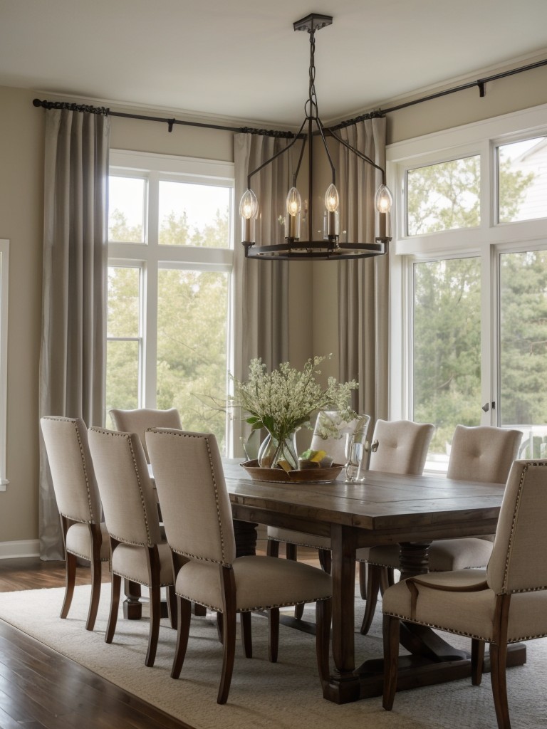 Hang a large statement chandelier or pendant light as a focal point in the living room or dining area.