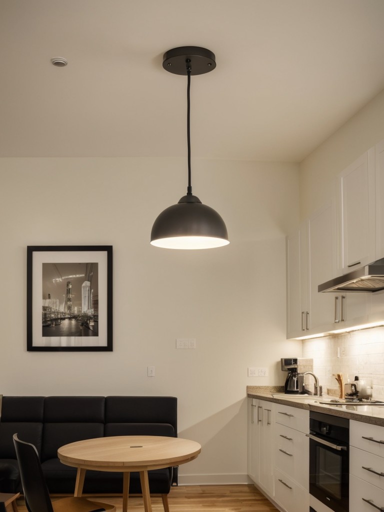 Install track lighting systems that can be easily adjusted to highlight different areas of the apartment.