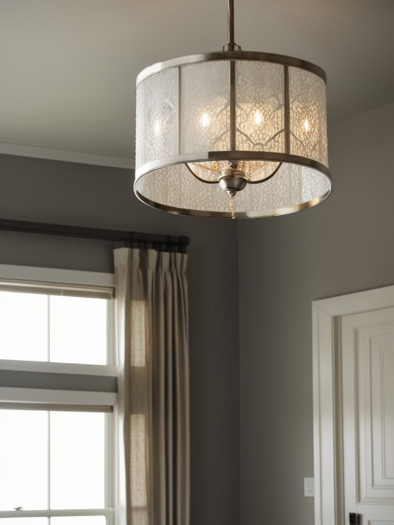 Opt for light fixtures with translucent or patterned shades to diffuse the light and create an inviting ambiance.