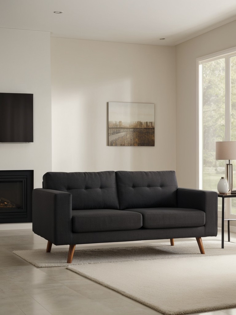 Consider a statement-making, yet compact, loveseat or armchair as the focal point of the room.