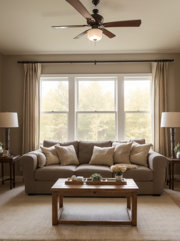 Create a cozy ambiance with a mix of soft, plush furnishings and warm lighting.