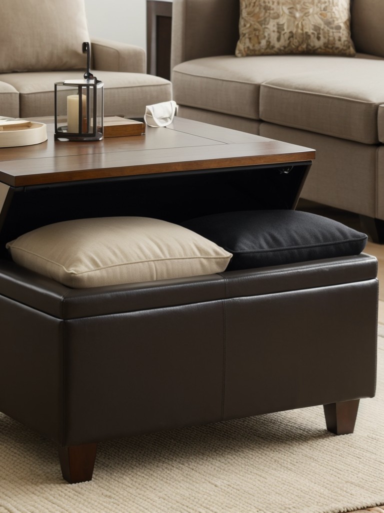 Maximize functionality by incorporating multifunctional furniture, like ottomans with hidden storage.