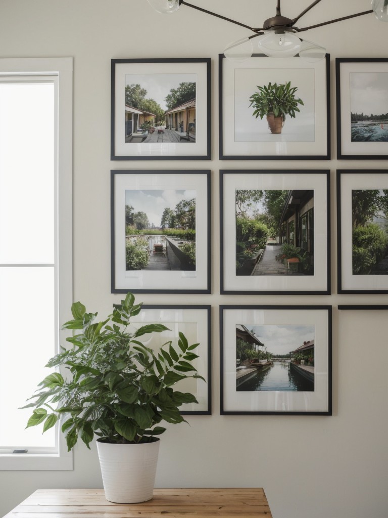 Utilize wall space for hanging plants or a gallery wall to add a touch of nature and personalization.