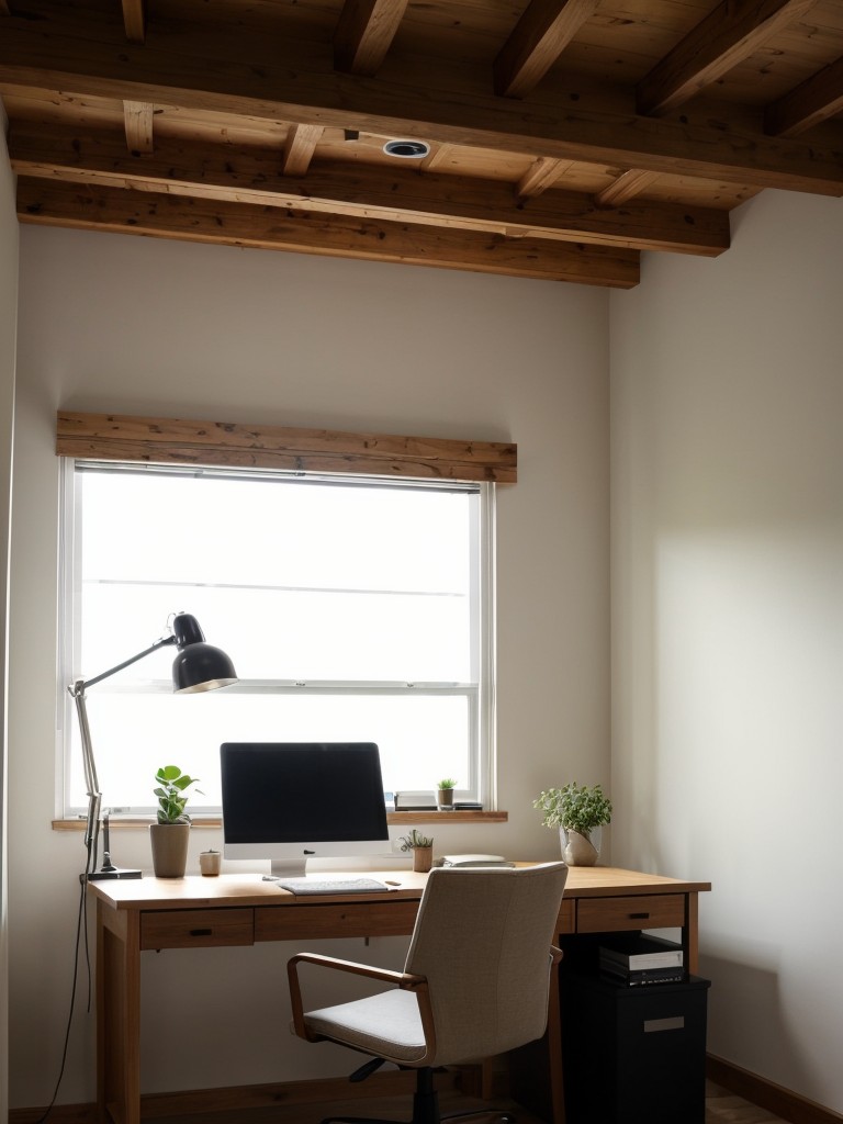 Incorporate a home office area in your loft apartment design with a compact desk, comfortable chair, and adequate lighting.