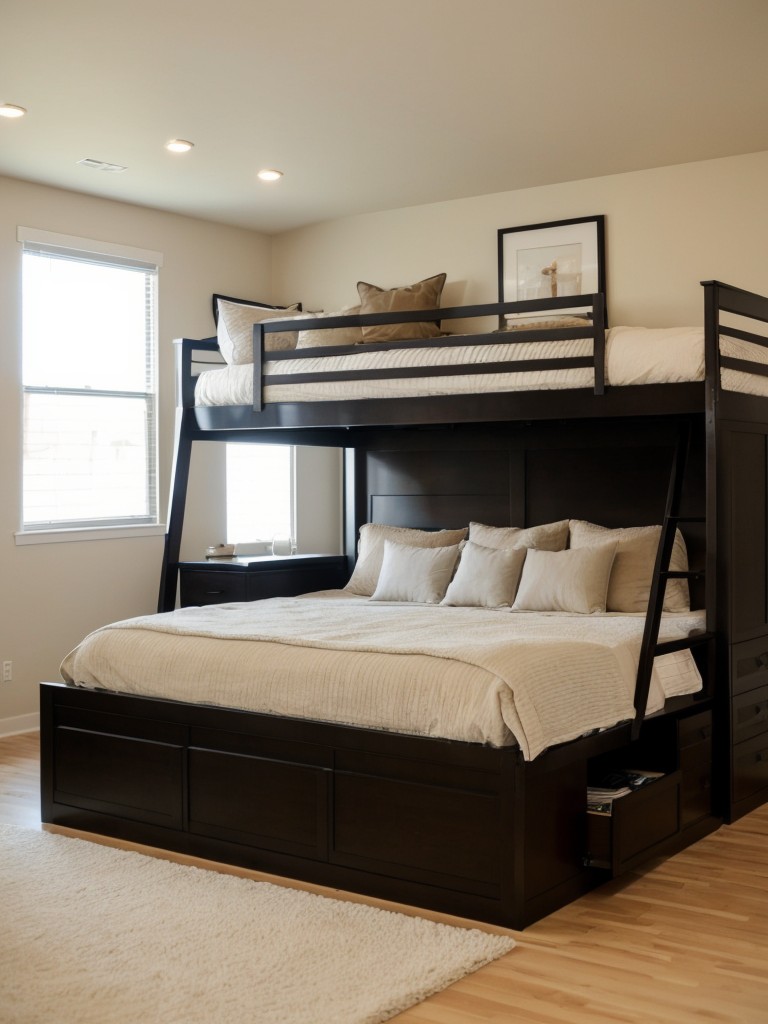 Utilize vertical space by incorporating a loft bed or loft area for additional sleeping or storage options.