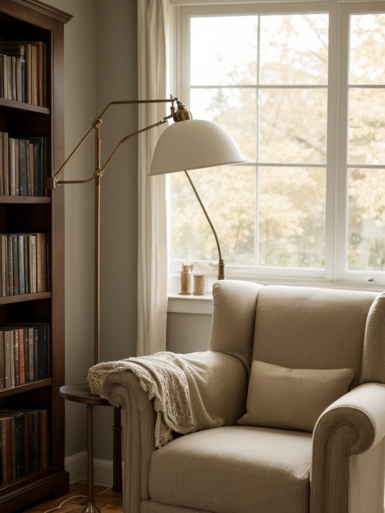 Incorporate a comfortable reading nook with a cozy armchair, a floor lamp, and a small side table for books and a cup of tea.