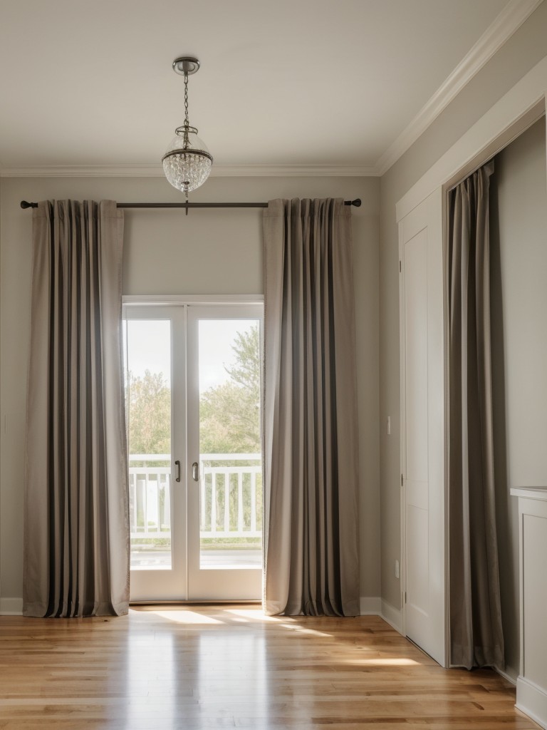 Use floor-to-ceiling curtains to add drama and height to the space, while also providing privacy when needed.