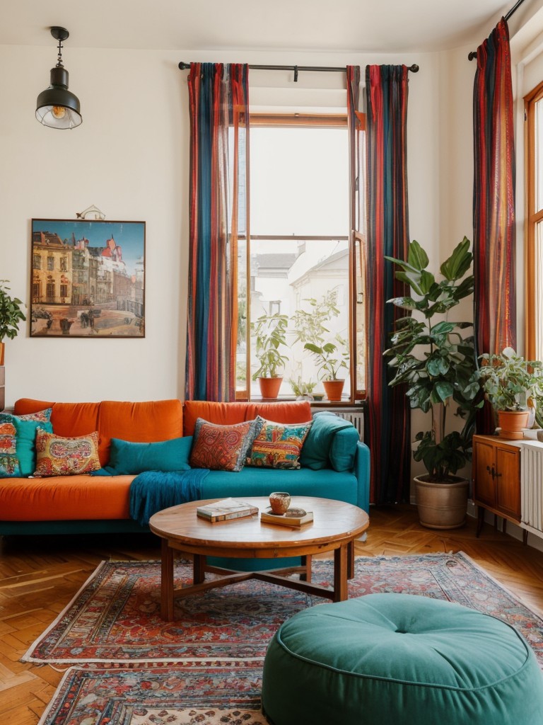 bohemian apartment ideas with vibrant colors and eclectic decor