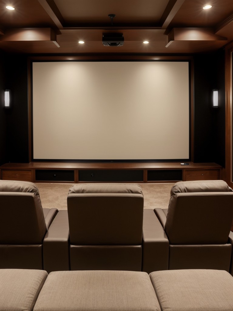 Create a home theater with state-of-the-art audiovisual equipment and plush, theater-style seating.