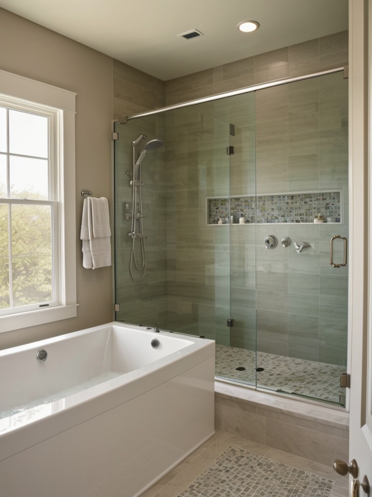 Create a spa-like oasis by adding a freestanding soaking tub and rain shower in the master bathroom.