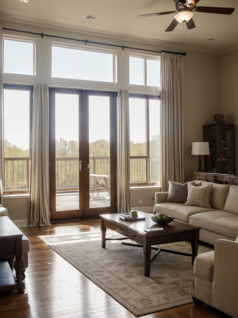 Incorporate large windows and floor-to-ceiling curtains to maximize natural light.