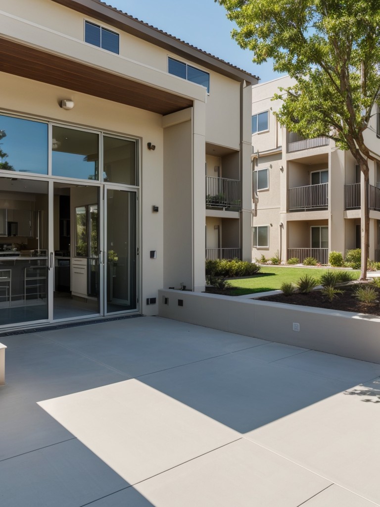 Incorporate sustainability and eco-friendly features into the luxury apartments, highlighting solar panels, energy-efficient appliances, or green landscaping to appeal to environmentally conscious tenants.