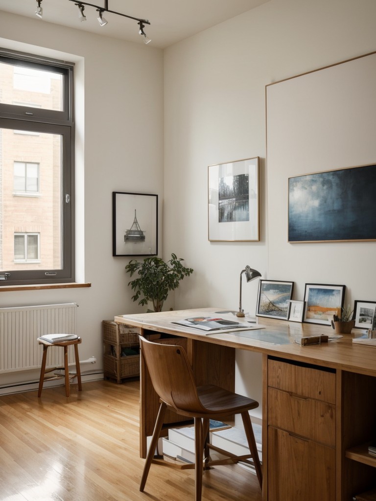 Creative artist's men's apartment design ideas enhancing the space with an art studio, inspiring artwork displays, and ample natural light for creative work.