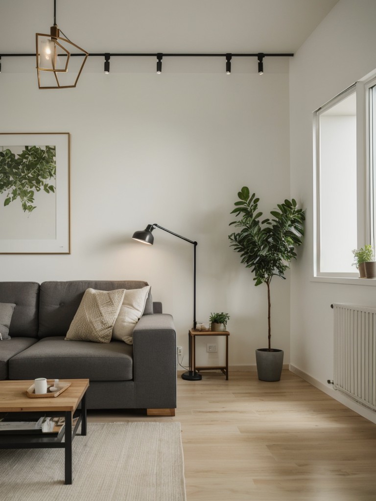 Designing a bachelor apartment with a focus on sustainability and eco-friendly materials, incorporating energy-efficient lighting, organic textiles, and greenery.