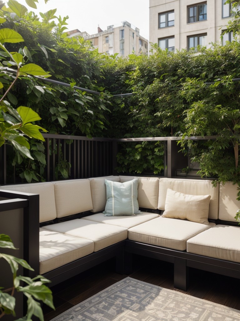 Incorporating a small outdoor space, such as a balcony or rooftop terrace, into a bachelor apartment, with comfortable seating, lush greenery, and ambient lighting.