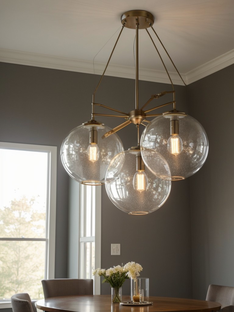 integrating statement lighting fixtures like Sputnik chandeliers, atomic pendant lights, and bubble lamps, for an eye-catching focal point.