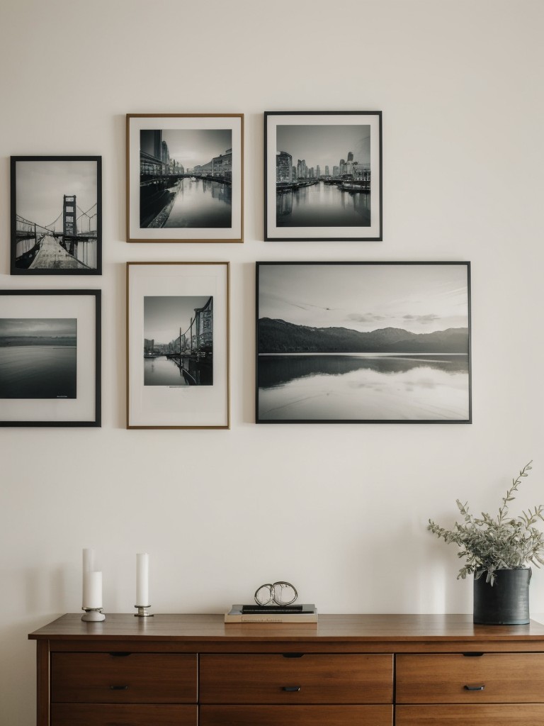 Create a gallery wall using your favorite artwork or photographs to personalize your apartment and add visual interest to the walls.