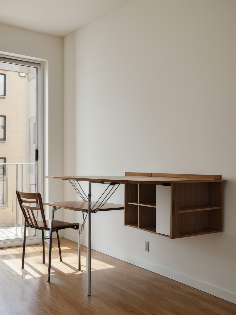 Install a wall-mounted folding table or a compact dining set to optimize your dining area in a small apartment.