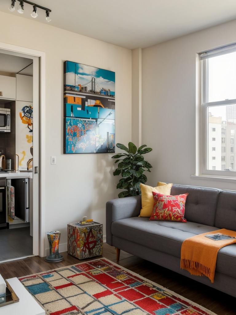 Capture the essence of a vibrant city lifestyle in a vacant apartment by incorporating urban-inspired furniture, graffiti-like artwork, and eclectic decor in your mini model setup.