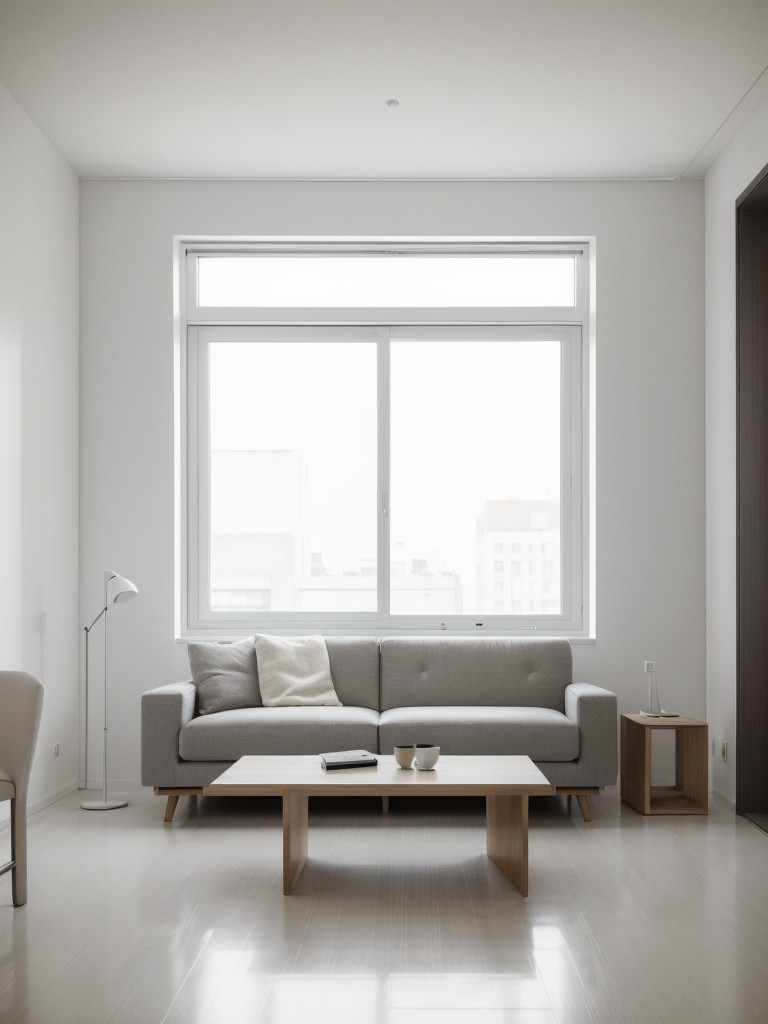 Create a mini model of a vacant apartment with a minimalist aesthetic, focusing on simplicity, functionality, and clean lines, using neutral colors and sleek furniture.