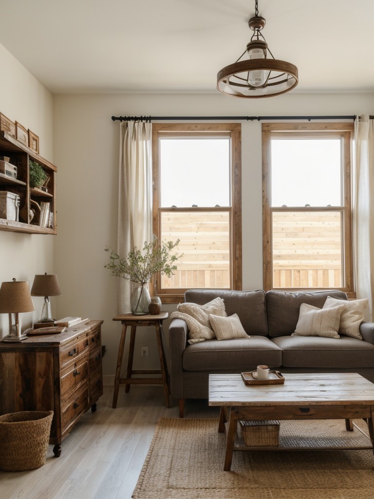 Transform a vacant apartment into a cozy retreat with a rustic chic aesthetic, using wood accents, vintage-inspired furniture, and soft textiles in your mini model setup.