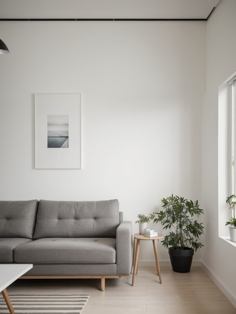 Minimalist apartment decorating ideas for a serene and clutter-free living environment, focusing on clean lines, simple color palettes, and spaces that prioritize functionality and purpose.