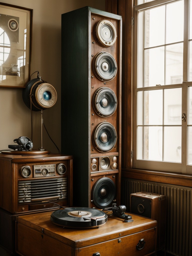 Vintage-inspired apartment design ideas, capturing the charm of the past with antique furniture, vintage artwork, and retro accessories like rotary phones and record players.