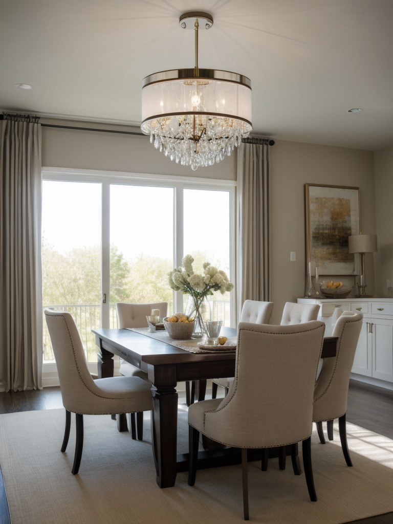 Choose a statement lighting fixture, such as a modern chandelier or unique pendant light, to become the focal point of your living room and add a touch of elegance.