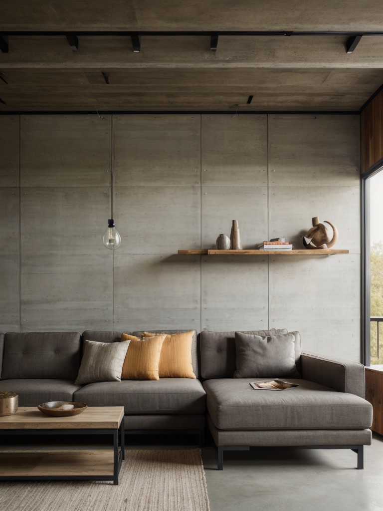 Play with textures by combining materials like wood, concrete, metal, and fabric to add visual interest and tactile appeal to your modern living room.
