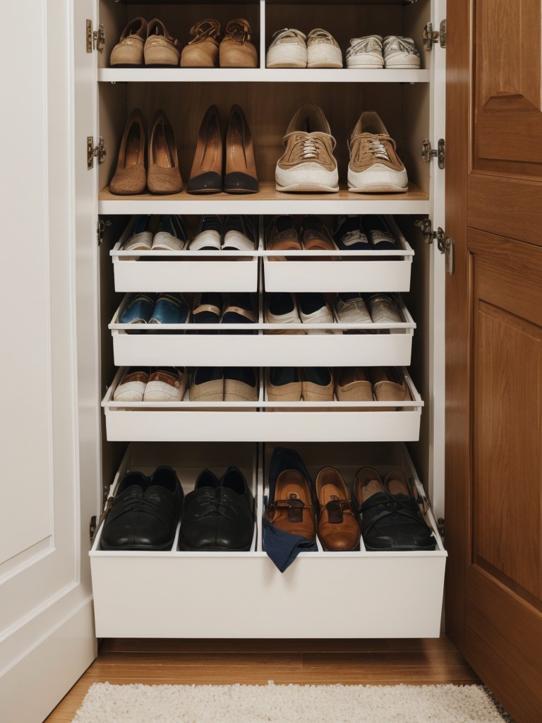 Consider using an over-the-door storage system for items like shoes, accessories, or cleaning supplies.