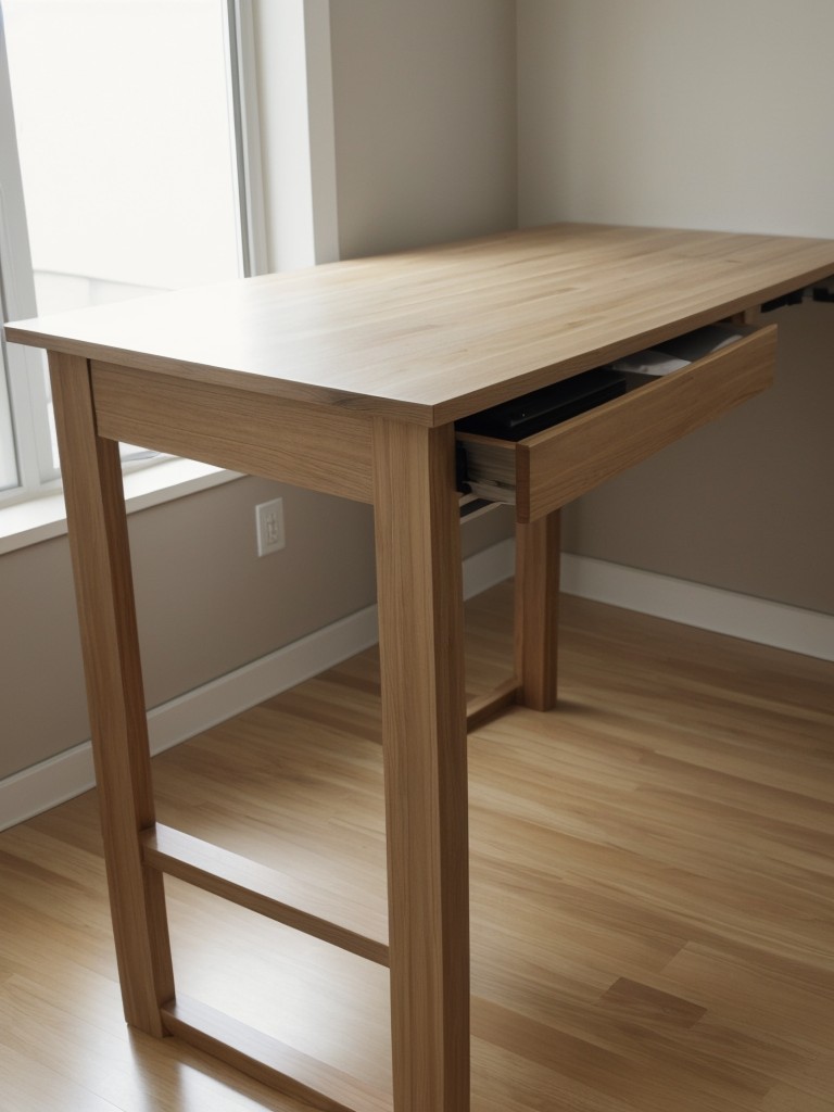 Install a fold-down table or desk that can be easily tucked away when not in use to save space.