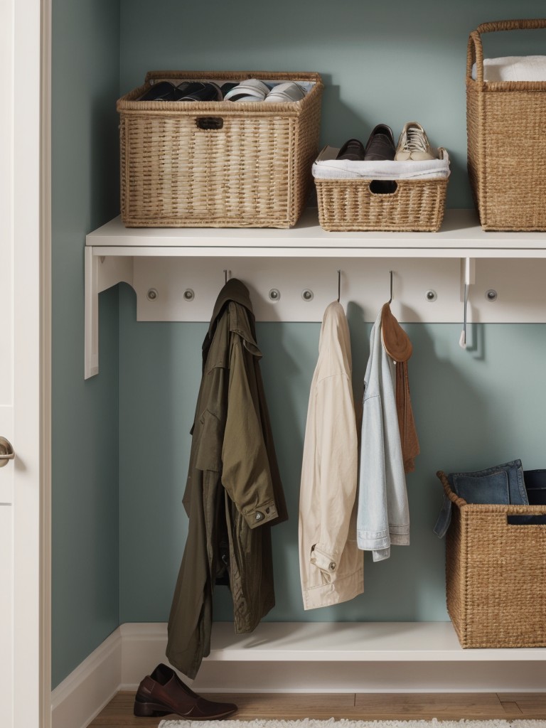 Invest in space-saving solutions like hanging organizers or a wall-mounted shoe rack to keep your belongings organized.