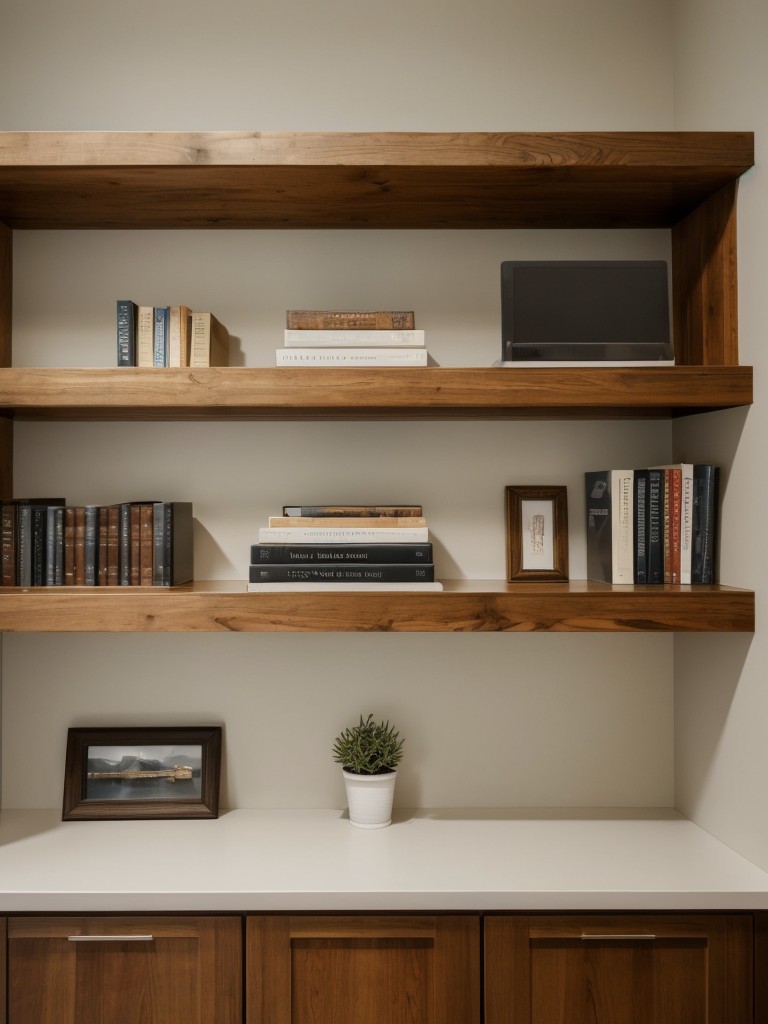 Maximize vertical space by installing wall-mounted shelves or floating shelves for books, decor, and other essentials.