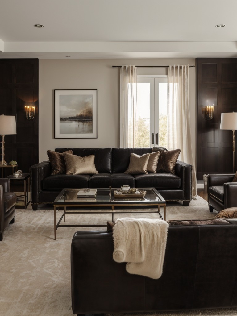 Mix different textures and materials, such as velvet, leather, and metal, to create visual interest in the living room.